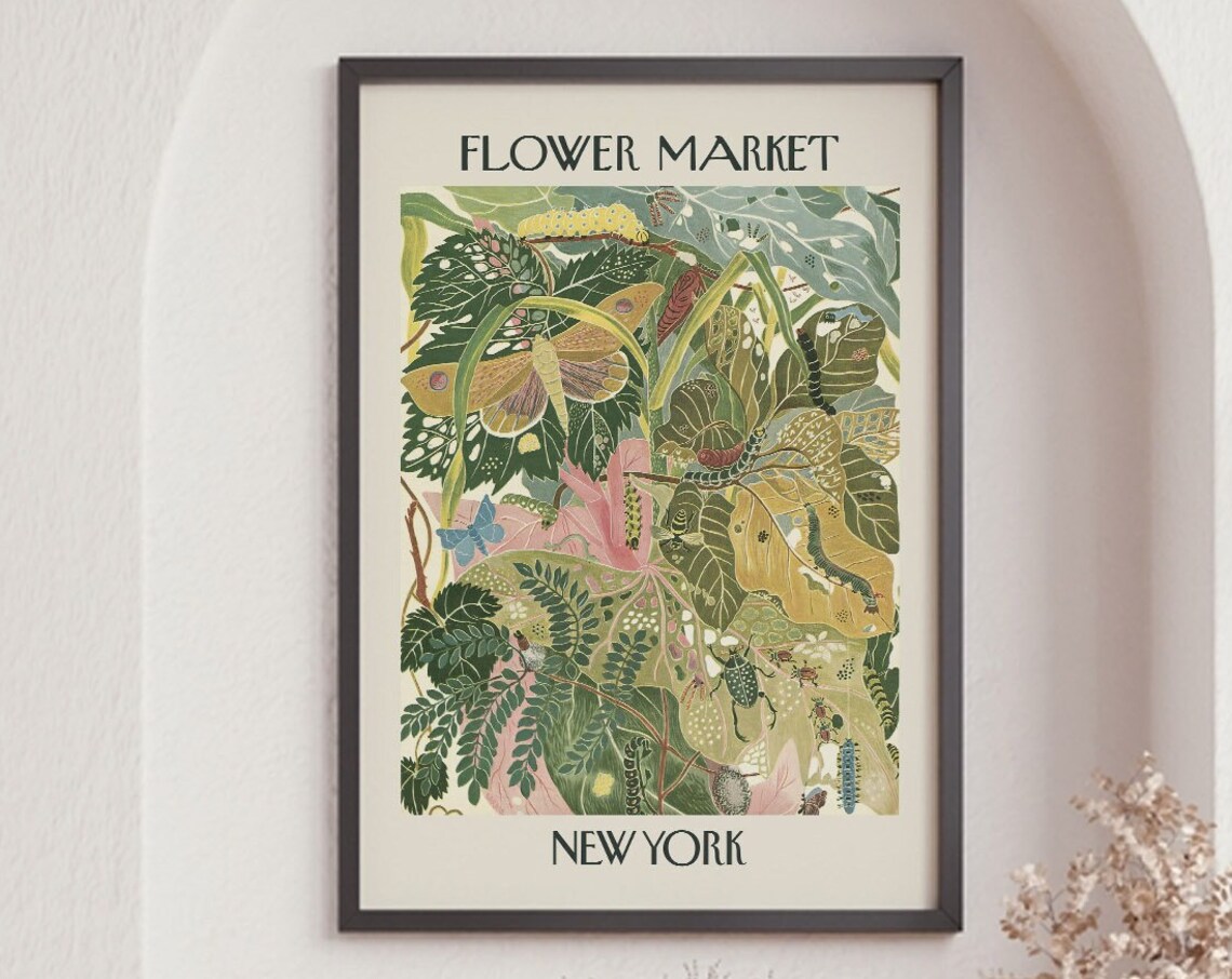 Flower Market New York Vintage Botanical Art Print