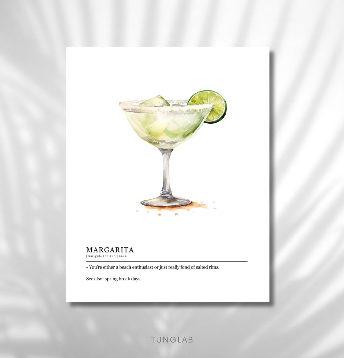 Margarita Cocktail Definition Funny Watercolor Bar Wall Poster