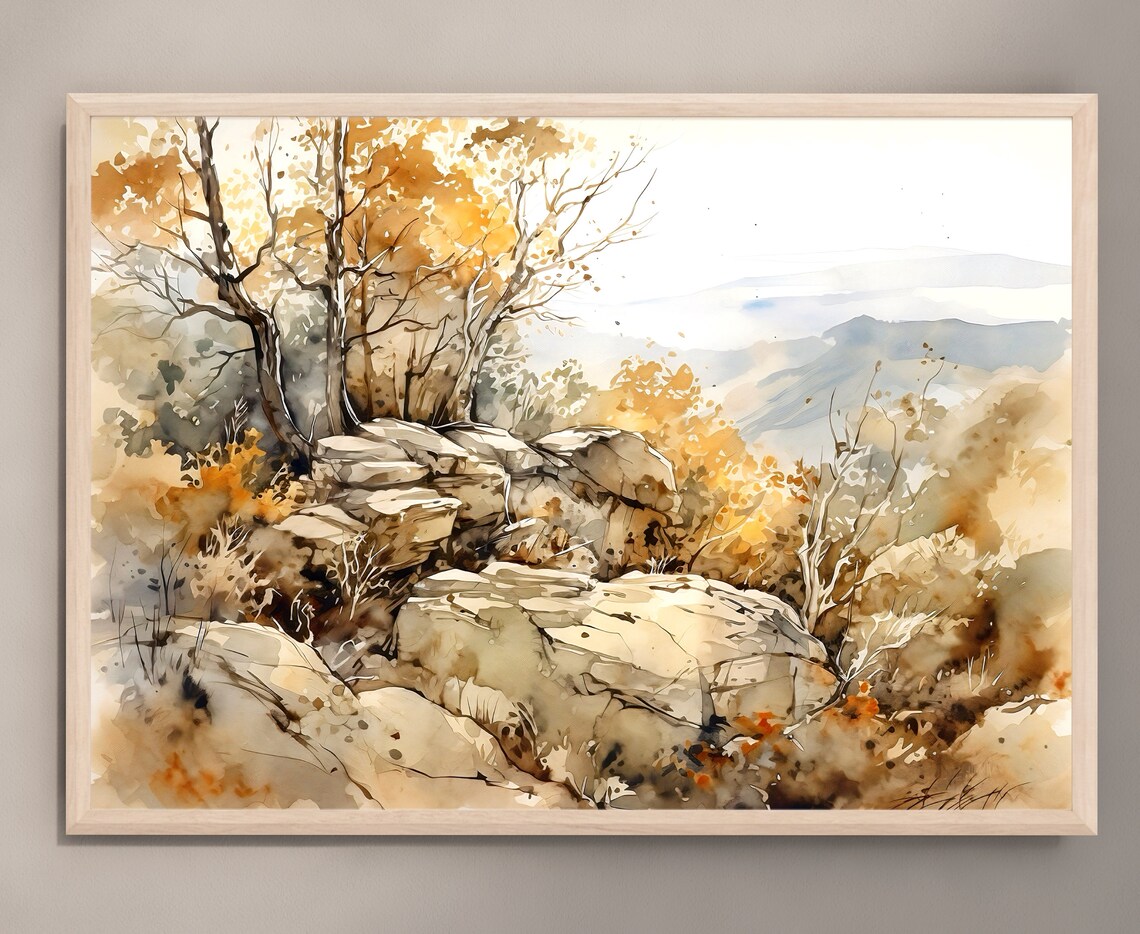 Shenandoah National Park Rocky Outcrop Golden Fall Foliage Poster - Image 3
