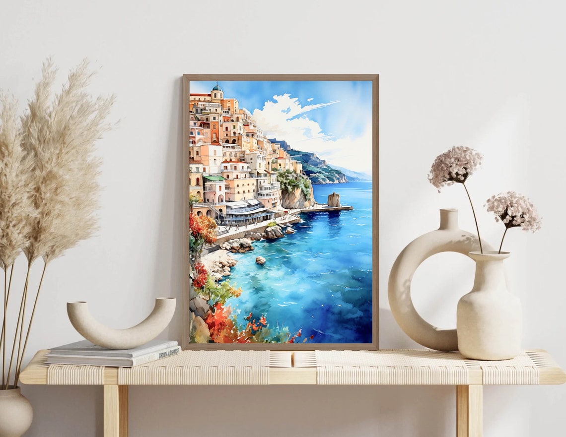 Positano Amalfi Coast Art Print Italy Art Print Travel Gift Travel Poster Europe Print Italian Coast Italian Riviera Housewarming - Image 2