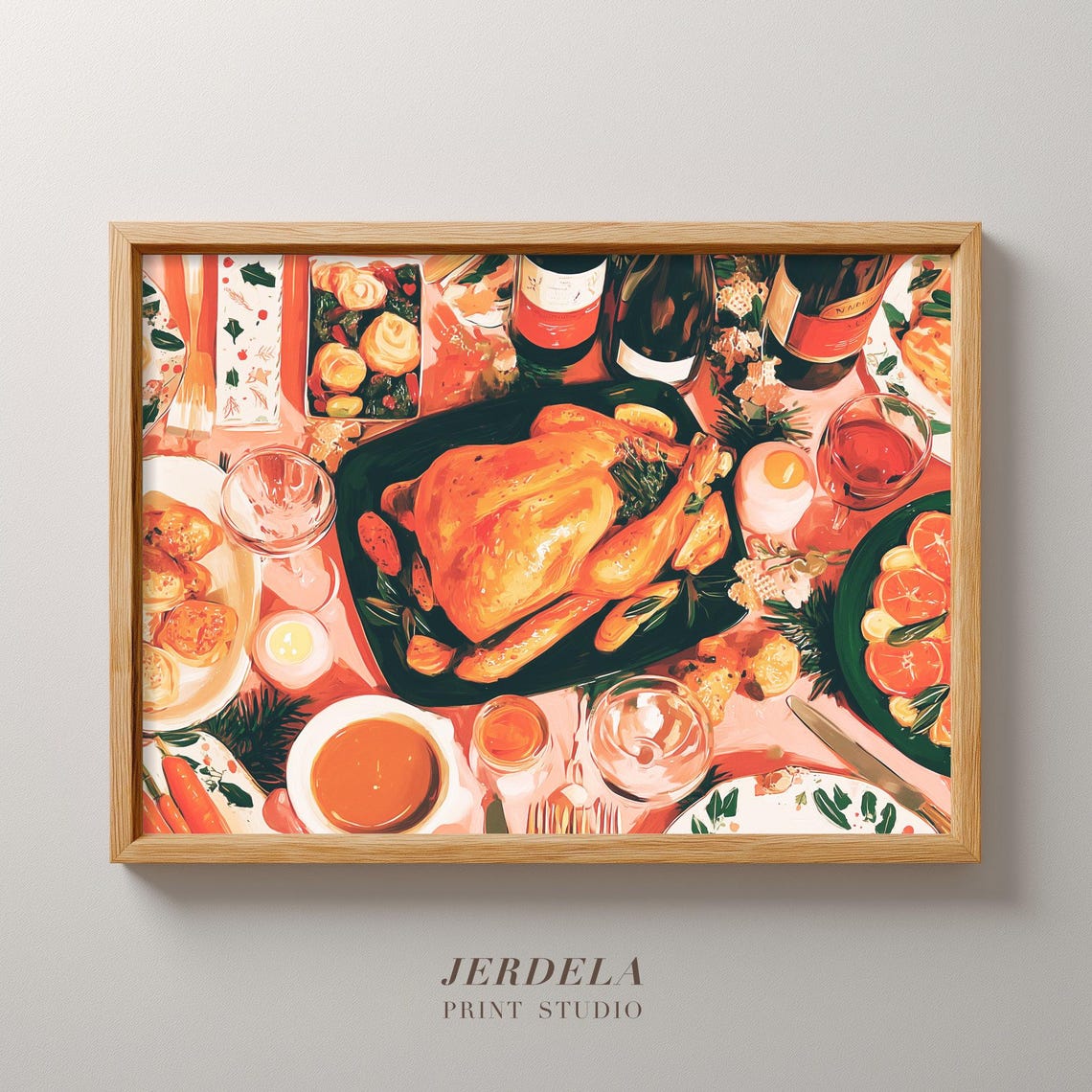 Christmas Dinner Table Roasted Turkey Holiday Feast Art Print