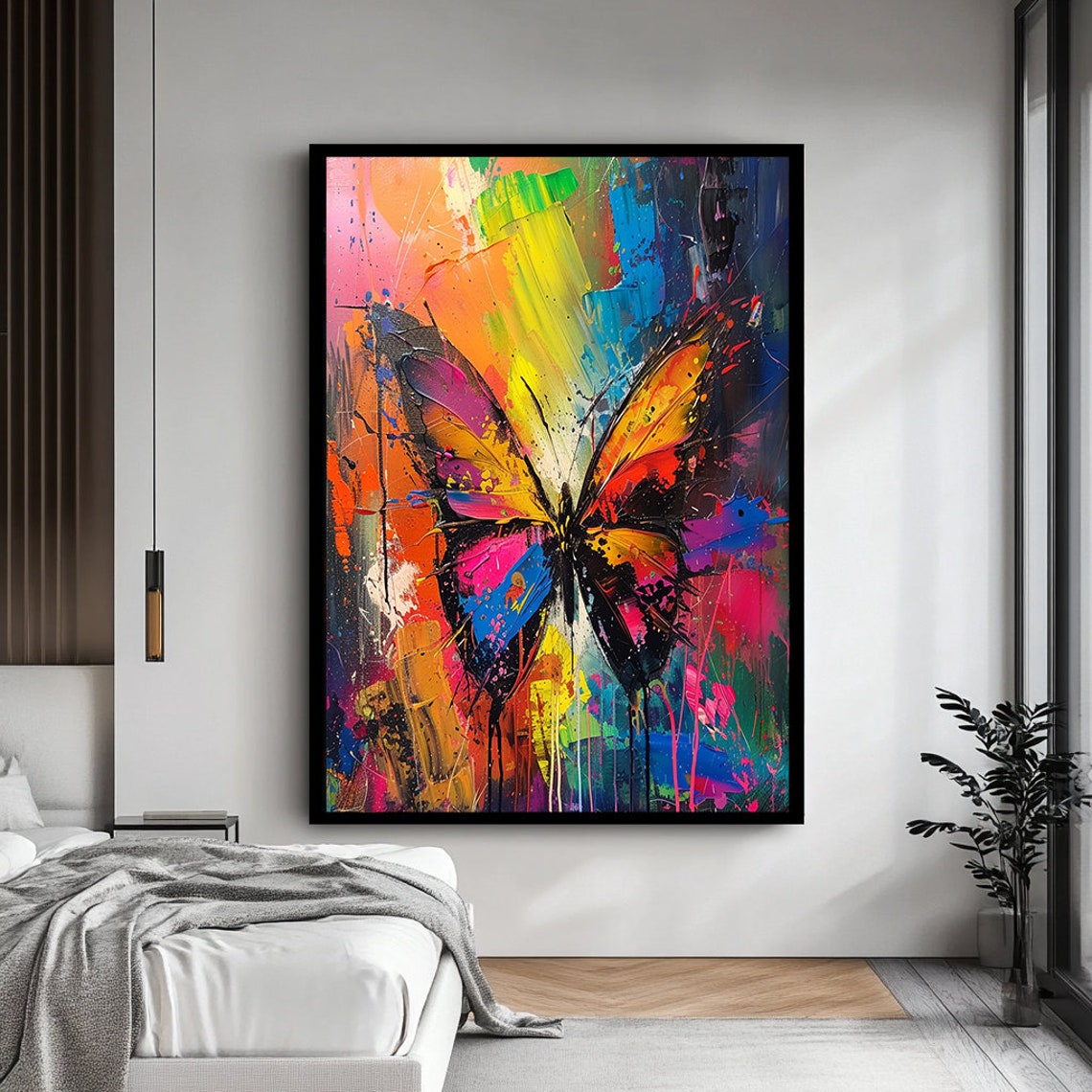 Colorful Butterfly Abstract Vibrant Rainbow Splatter Art Poster - Image 4