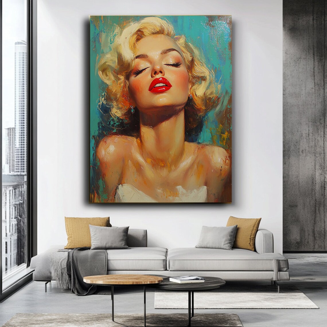 Abstract Blonde Woman With Red Lips Art Print - Image 4