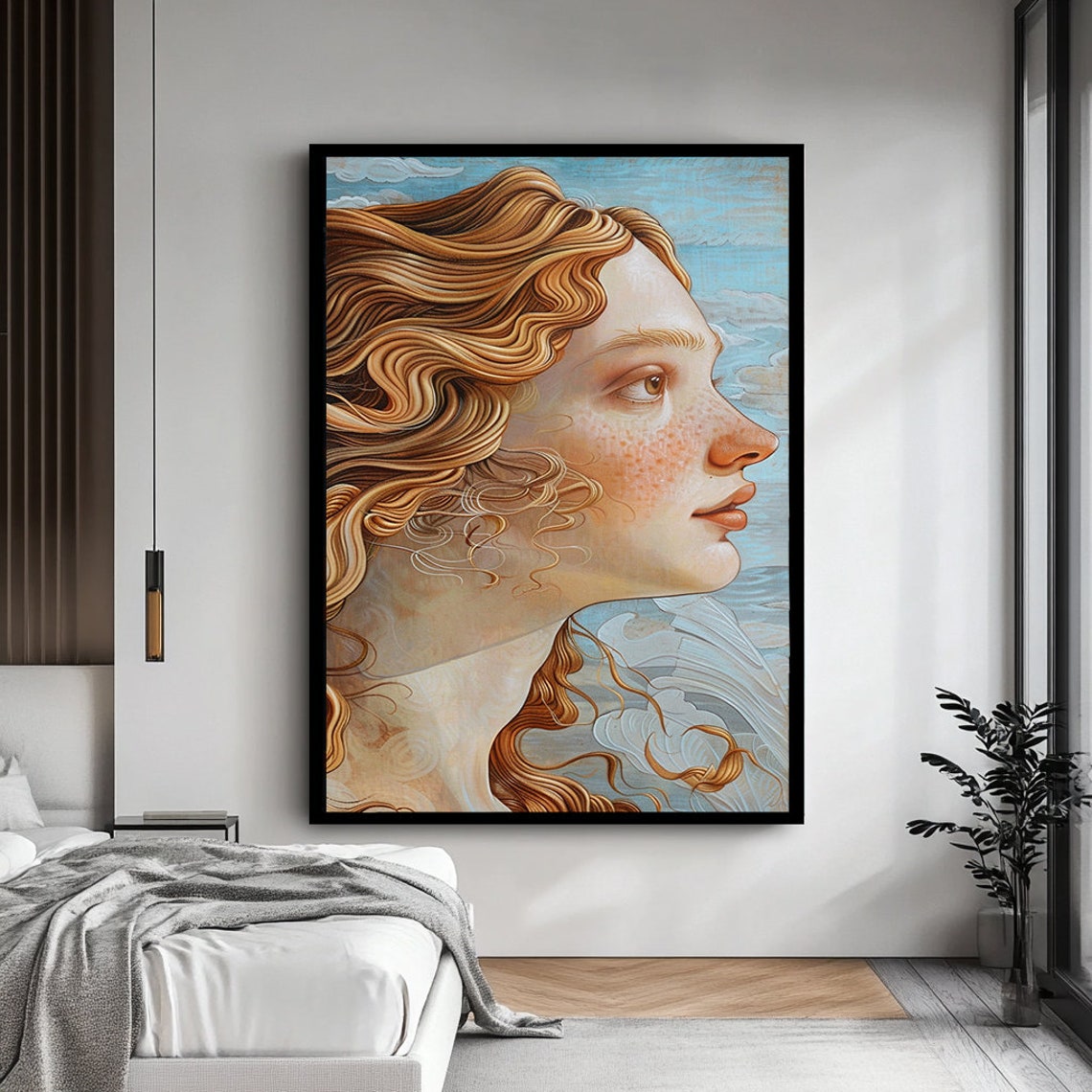 Botticelli Venus Style Profile Flowing Hair Classic Art Poster - Image 4