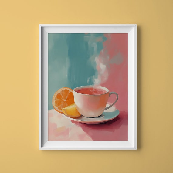 Pastel Citrus Tea Citrus Drink Print Citrus Poster Citrus Art Print Tea Artwork Print Tea Painting Tea Poster Tea Time Poster Art