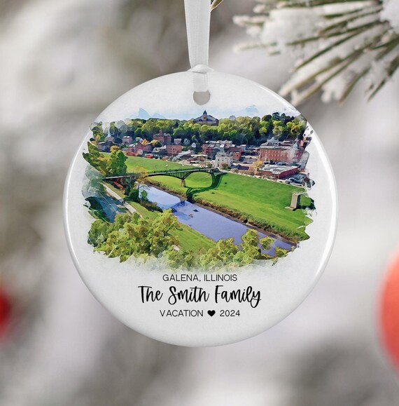 Galena Illinois River Town Personalized Vacation Ornament Print