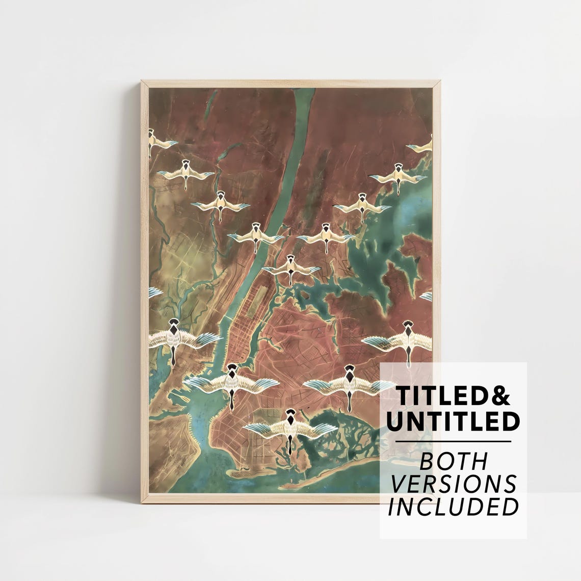 The New Yorker October 8 1949 Geese Flying Over Manhattan Map Poster