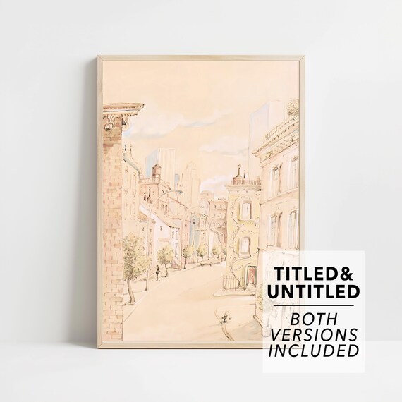 Quiet Sunlit Historic Street Beige Buildings Old Town Scene Poster