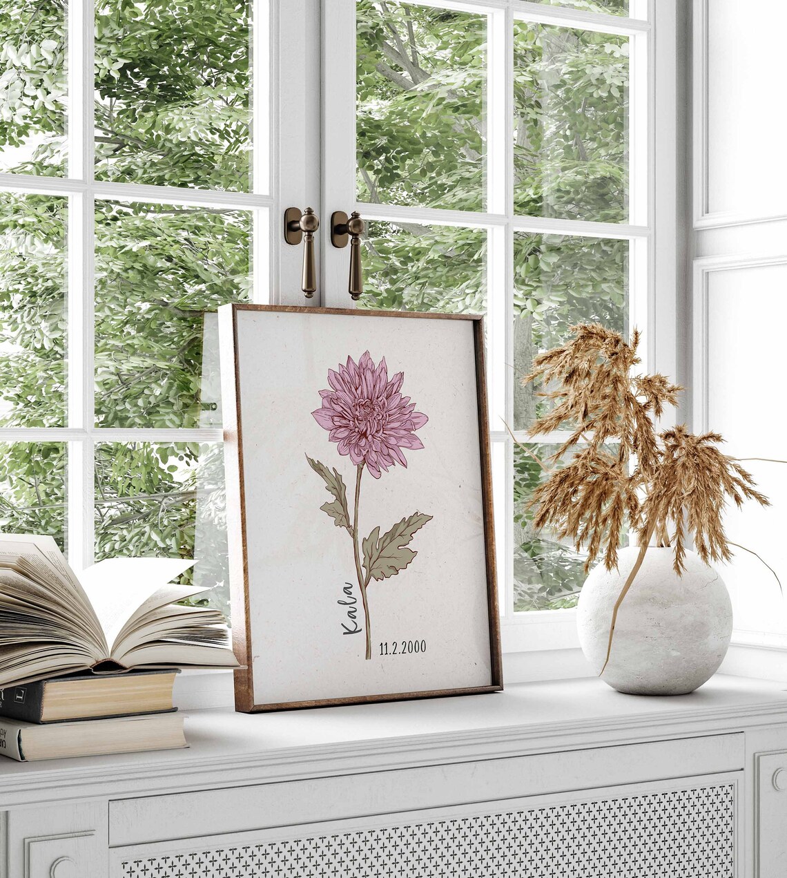 Custom Birth Flower Personalized Gift, Watercolor Art Print - Image 2
