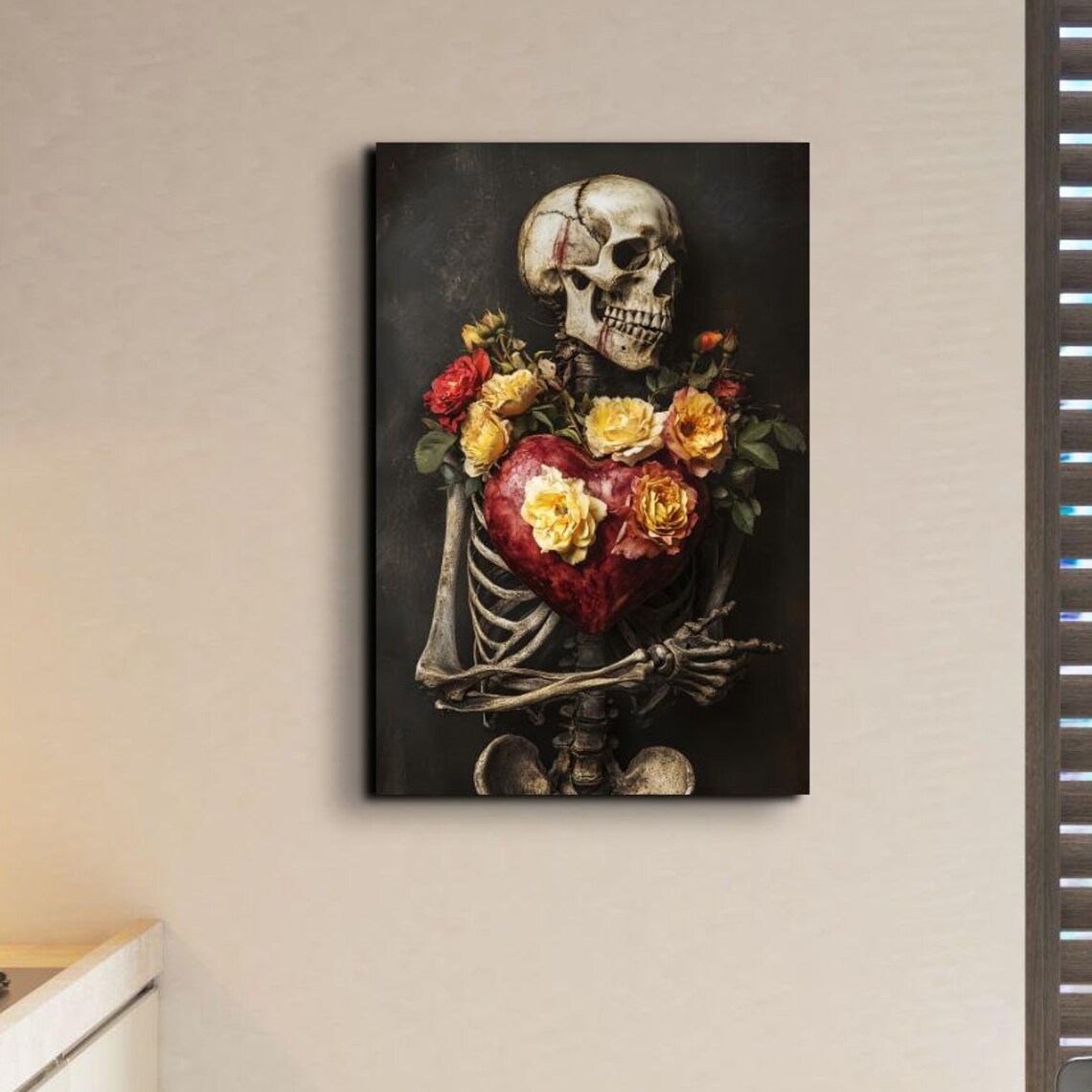 Skeleton Valentine, Dark Academia Gothic Art