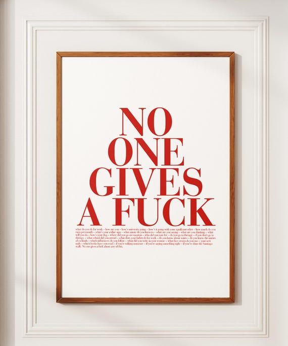 No One Gives A Fuck Poster Typography Poster Typography Print Typography Wall Art Funny Quote Print Trendy Wall Art Sarcastic Wall Art