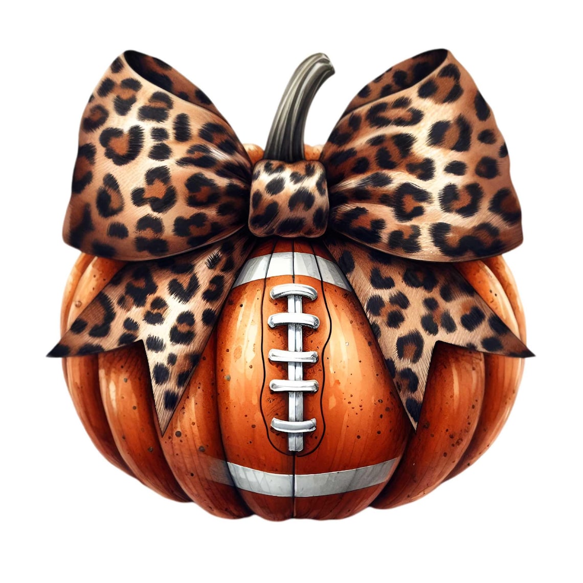 Leopard Print Bow Pumpkin Football Art Print - Image 3