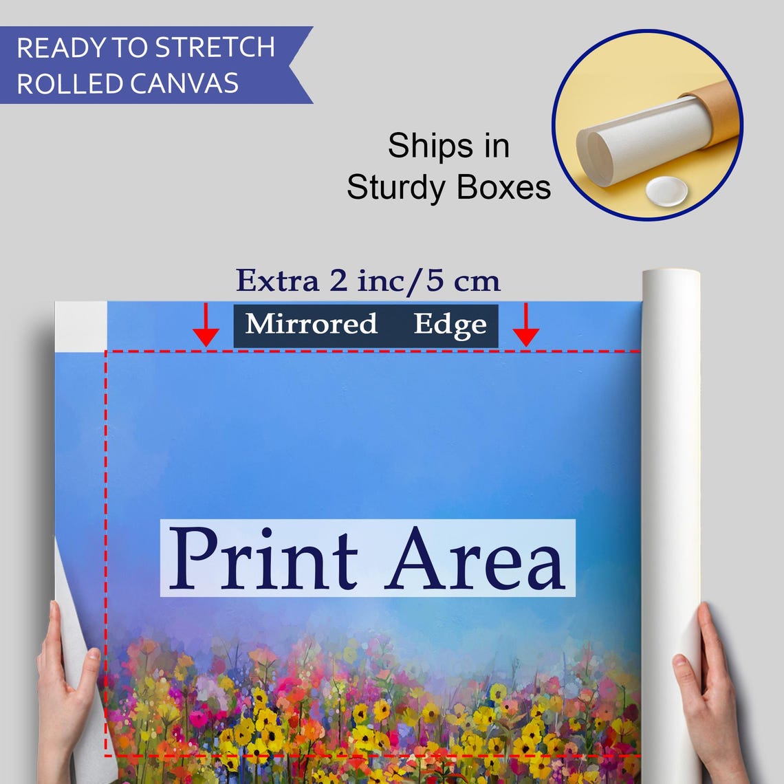 Colorful Wildflower Meadow Blue Sky Impressionist Floral Art Poster - Image 4