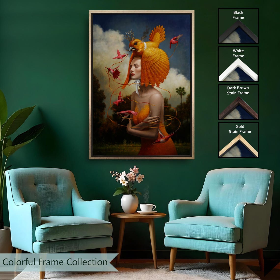 Surreal Oil Painting Of A Woman Bird By Steven Kenny Painting Large Wall Art Surreal Wall Art Surreal Print - Image 2