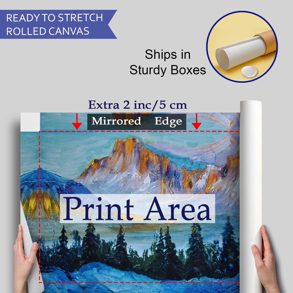 Snowy Mountain Peaks Sunset Pine Forest Winter Landscape Poster - Image 4