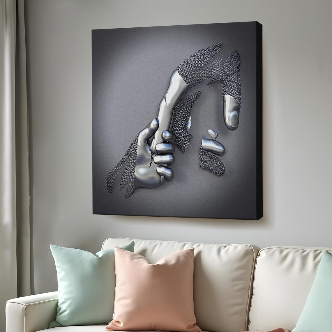 Metallic Effect 3D Poster, Modern Wall Decor