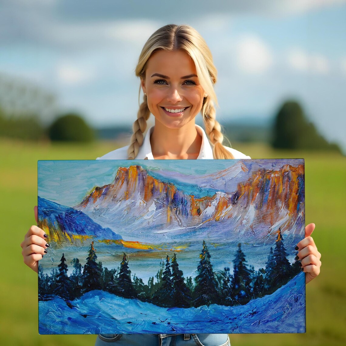 Mountain Forest Landscape Wall Painting Nature Wall Decor Nature Decor Nature Print Landscape Wall Table - Image 5