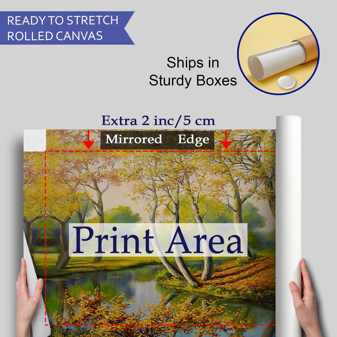 Golden Autumn Riverbend Trees Reflection Oil Painting Nature Poster - Image 4