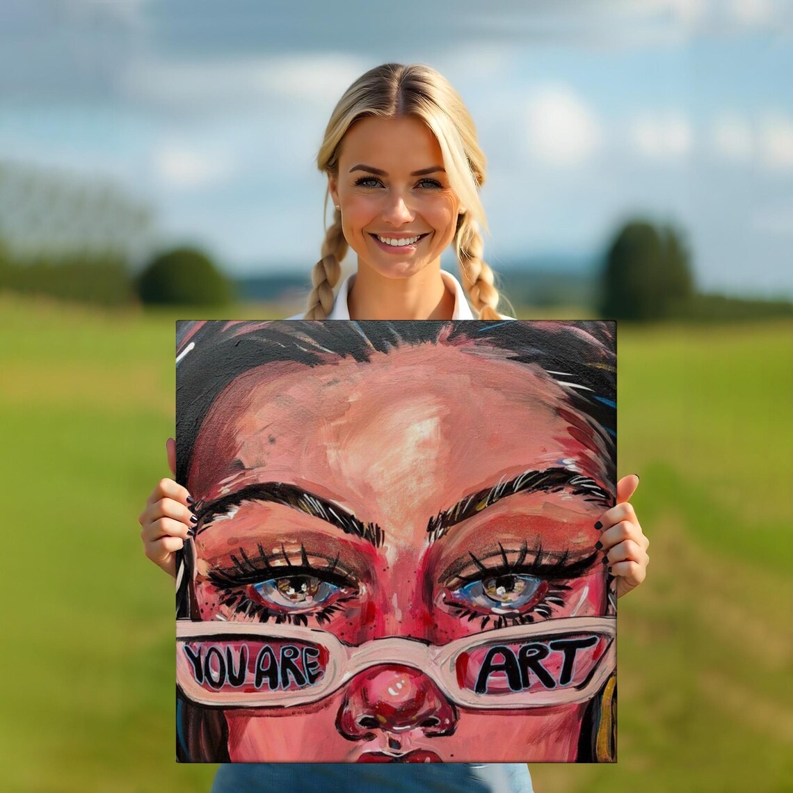You Are Art Pop Art Woman Portrait Glasses Bold Pink Art Poster - Image 5