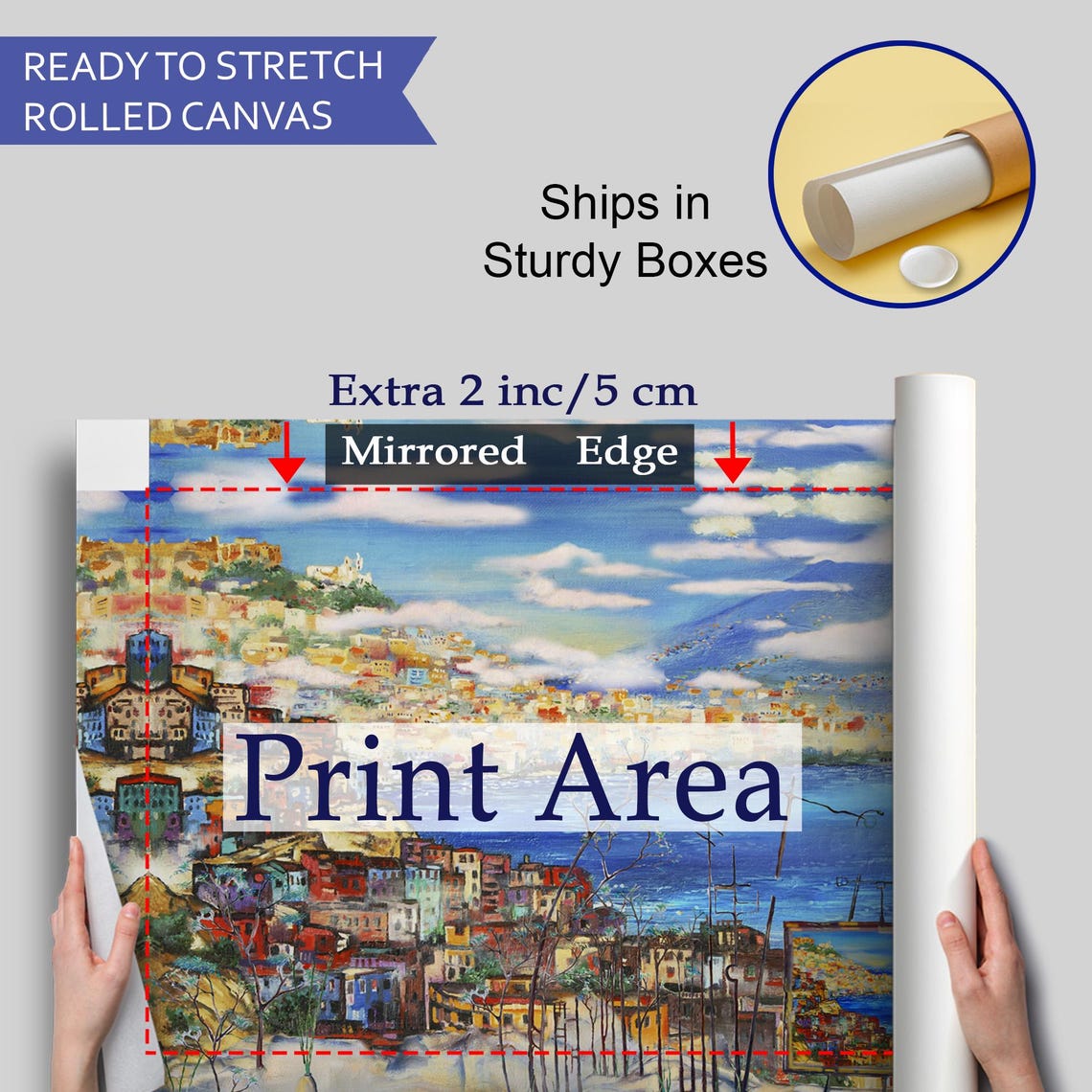 Naples Bay Vesuvius Volcano Colorful Hillside Town Oil Painting Poster - Image 4