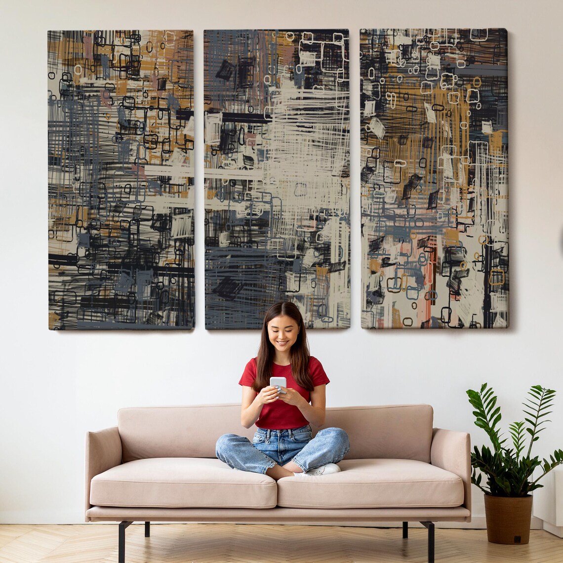 Abstract Geometric Decorative Wall Art, Modern - Image 2