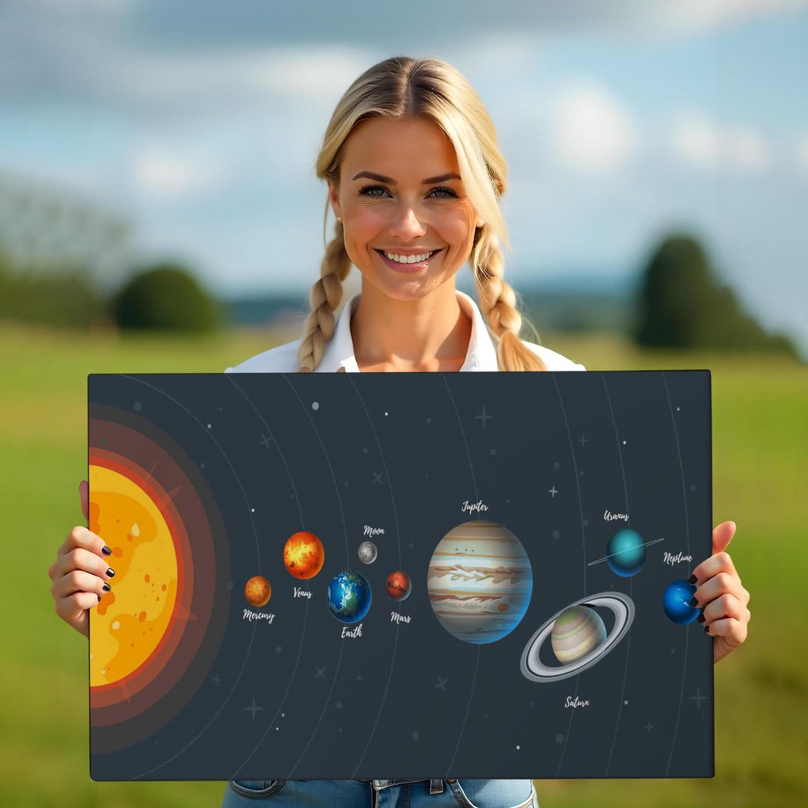 Solar System Planets Educational Chart Space Science Kids Room Poster - Image 5