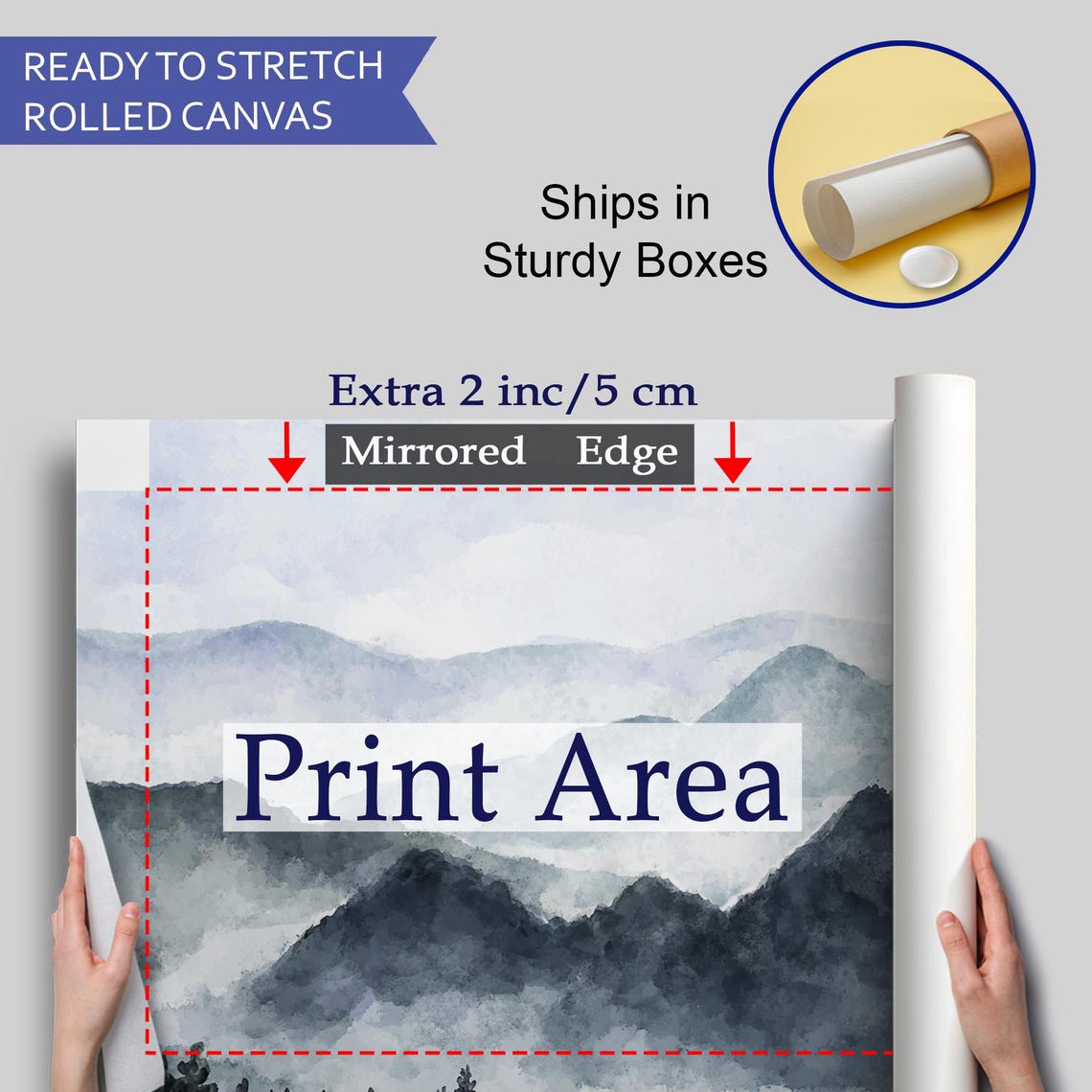 Misty Blue Mountains Layers Minimal Watercolor Landscape Wall Art - Image 4