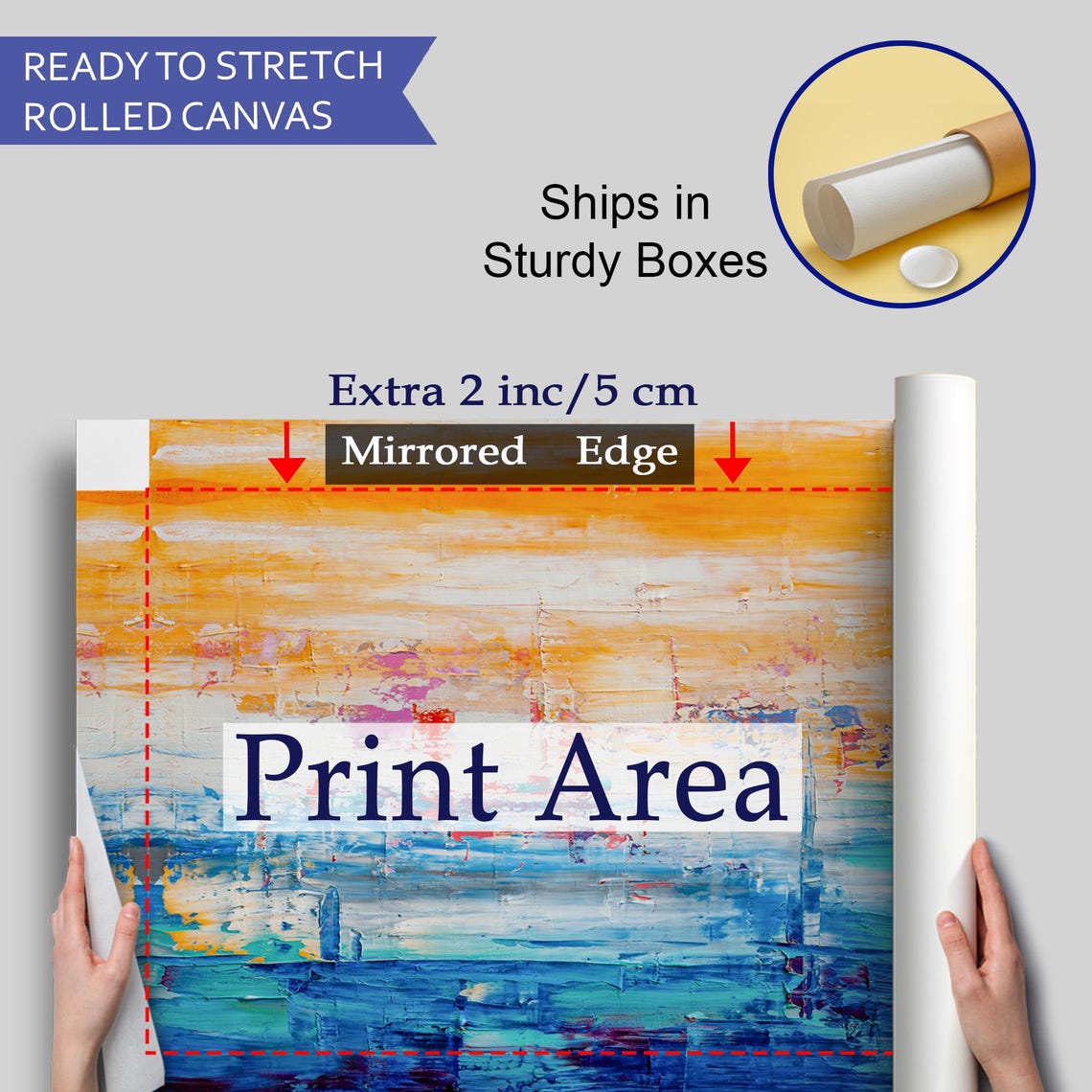Abstract Orange Blue Seascape Oil Painting Textured Modern Art Poster - Image 4