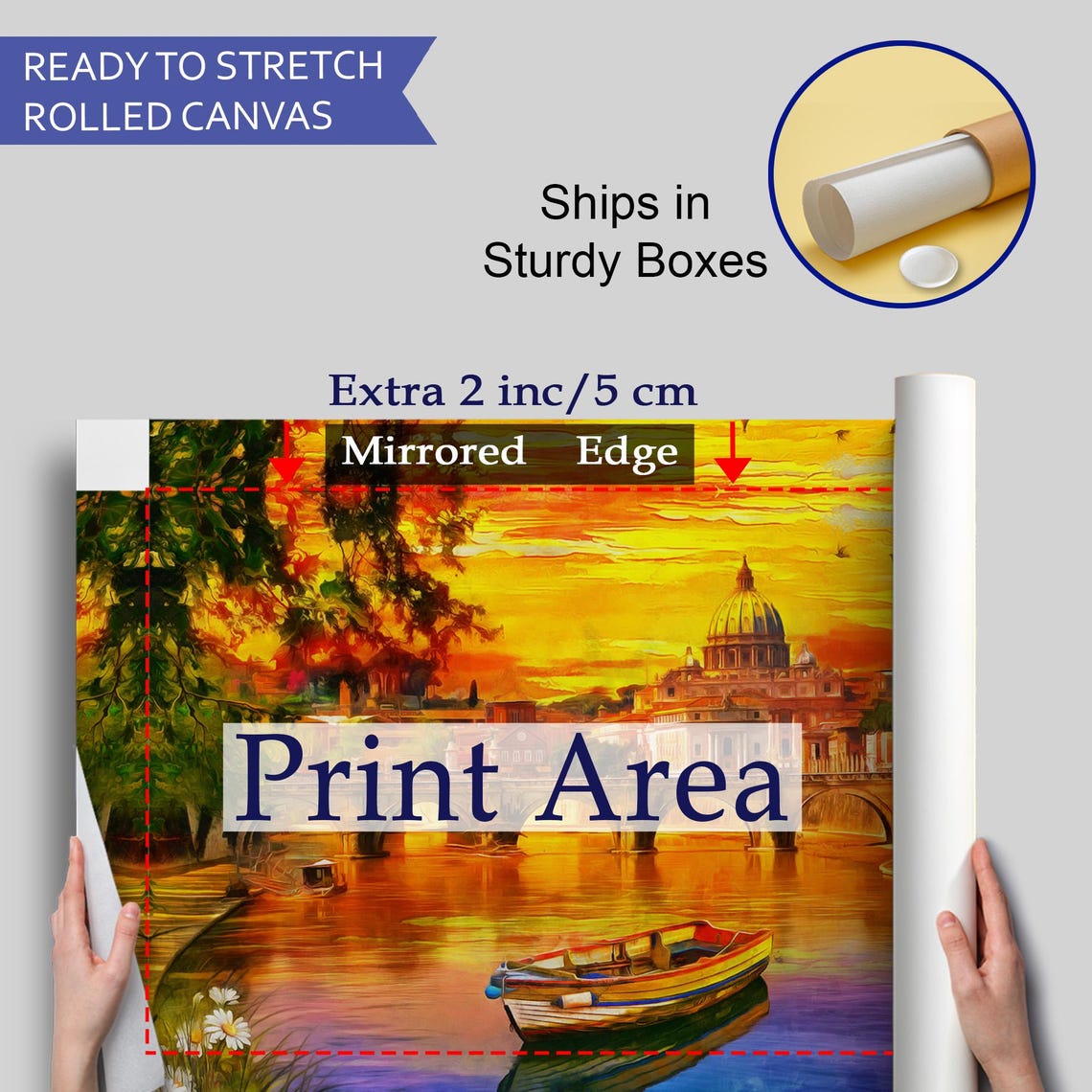 Rome St Peters Basilica Tiber River Golden Sunset Italy Poster - Image 4