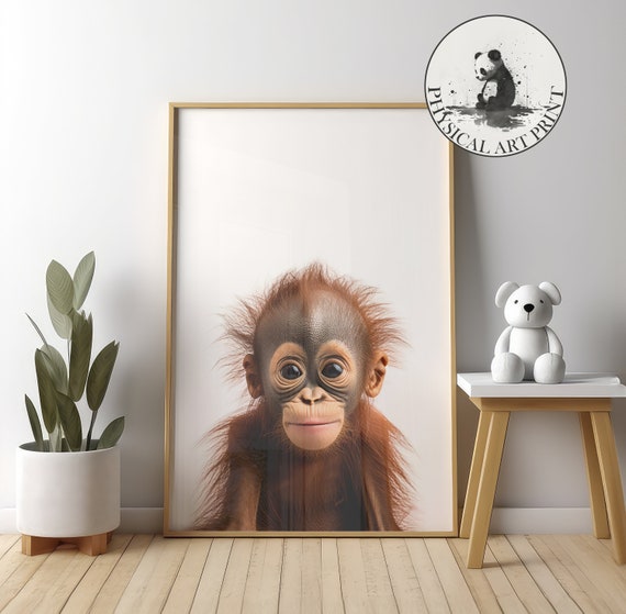 Baby Orangutan Wall Art Physical Print Animal Illustration Nursery Decor Infant Matte Poster