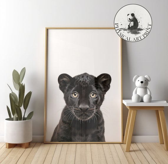Baby Panther Wall Art Physical Print Animal Illustration Nursery Decor Infant Matte Poster