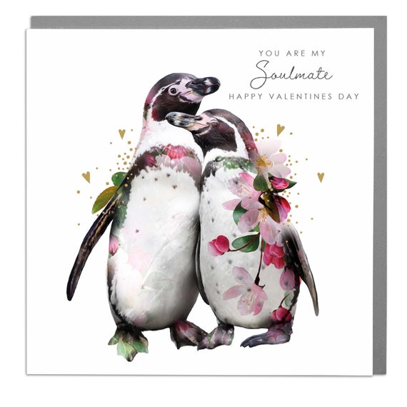 Valentines Penguins Soulmate Card, Art Print