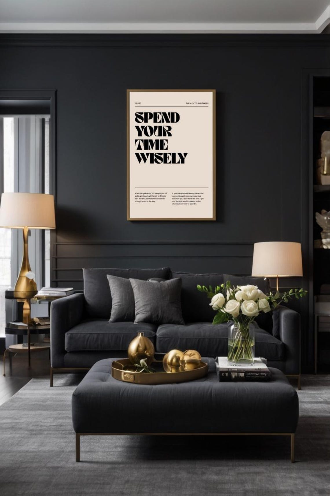 Spend Your Time Wisely Bold Retro Key To Happiness Quote Poster - Image 2
