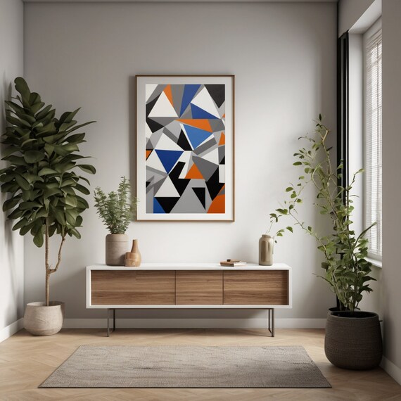 Modern Geometric Abstract Art Monochrome With Bold Pop