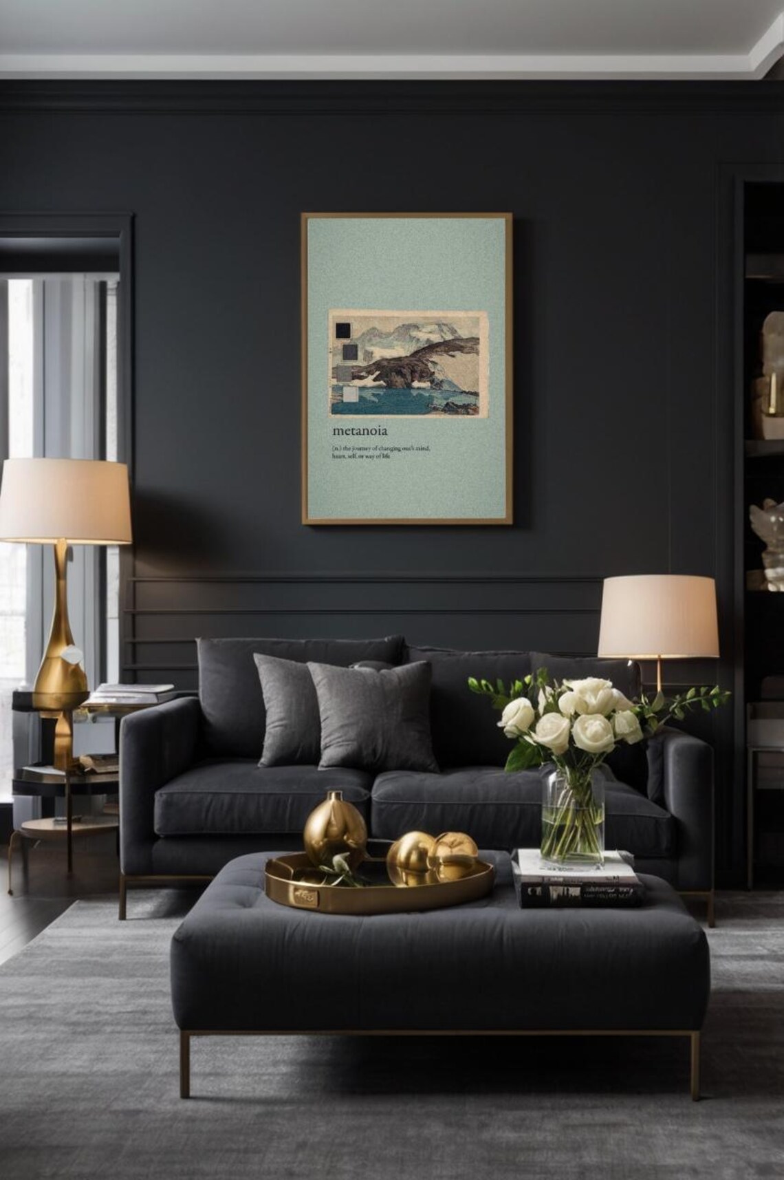 Metanoia Definition Vintage Sea Journey of Change Quote Wall Art