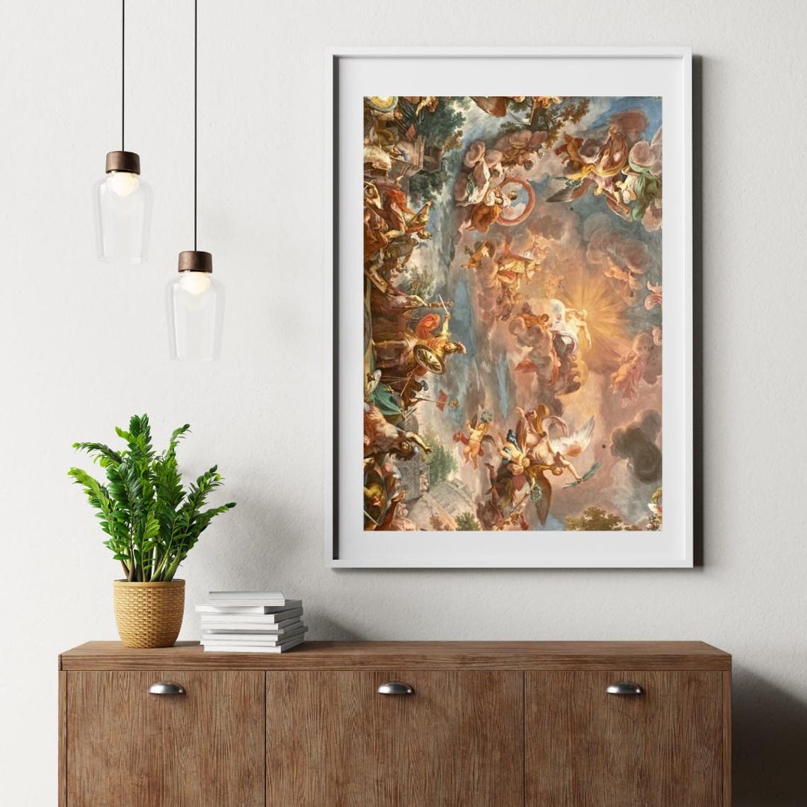 Elegant Baroque Ceiling Fresco Angels Classical Masterpiece Print - Image 2