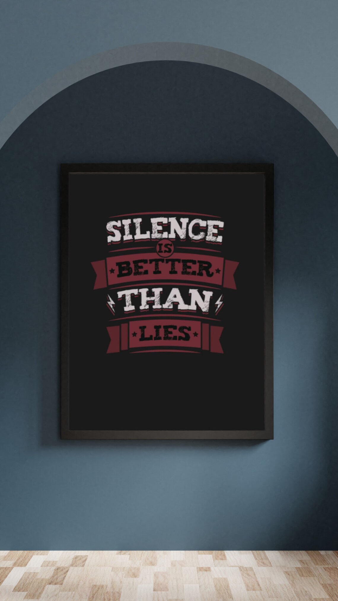 Silence Is Better Than Lies Vintage Badge Black Red Quote Poster - Image 2