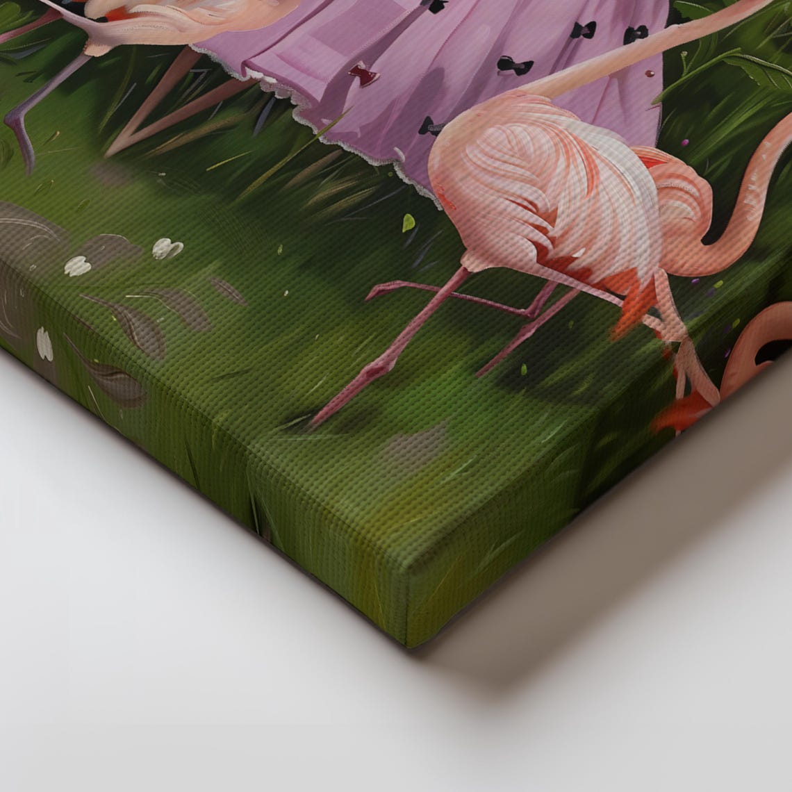 Lady with Pink Parasol Strolling through a Flock of Flamingos Poster - Image 3