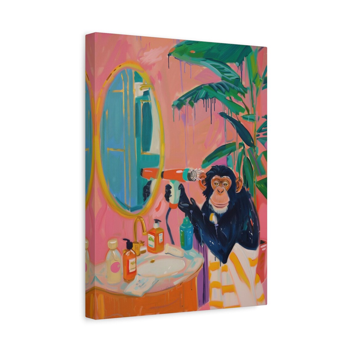 Funny Monkey Bathroom Poster, Whimsical Jungle Decor - Image 3
