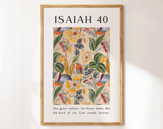 Isaiah 40 Grass Withers Flower Fades Wildflower Botanical Poster