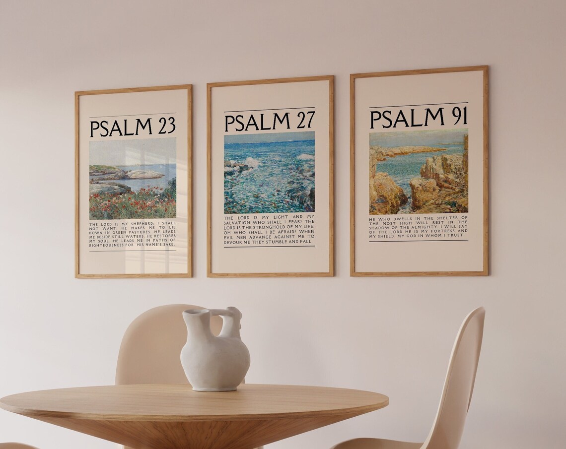 Psalm Trio Vintage Christian Scripture Art Print