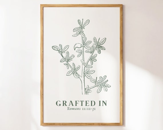 Romans 11 Grafted In Vintage Christian Wall Art Vintage Green Trendy Bible Verse Wall Art Apartment Housewarming Gift