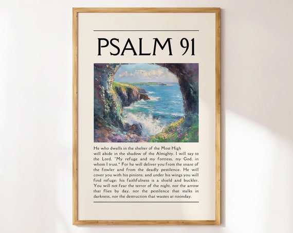 Vintage Psalm 91 Christian Poster Wall Art Bible Verse Wall Art Room Decor Aesthetic Christian Merch
