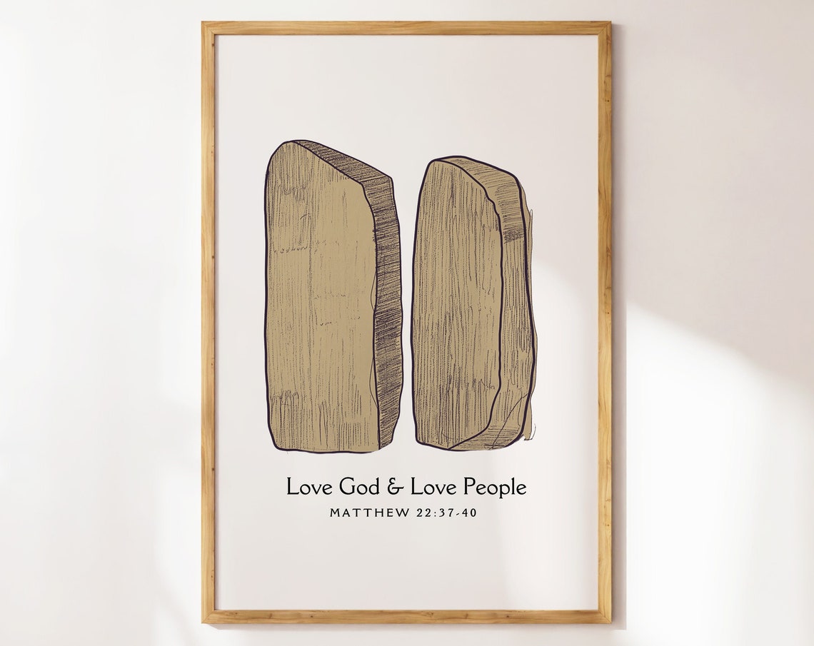 The 10 Commandments Art Bible Verse Wall Decor Christian Wall Art Sunday School Classroom Housewarming Gift Church Office Poster