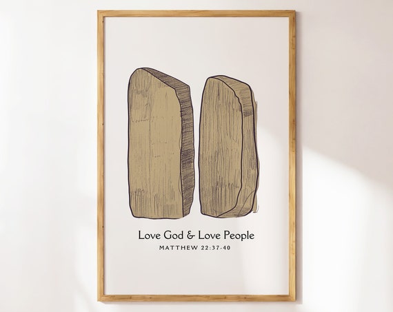 The 10 Commandments Art Bible Verse Wall Decor Christian Wall Art Sunday School Classroom Housewarming Gift Church Office Poster