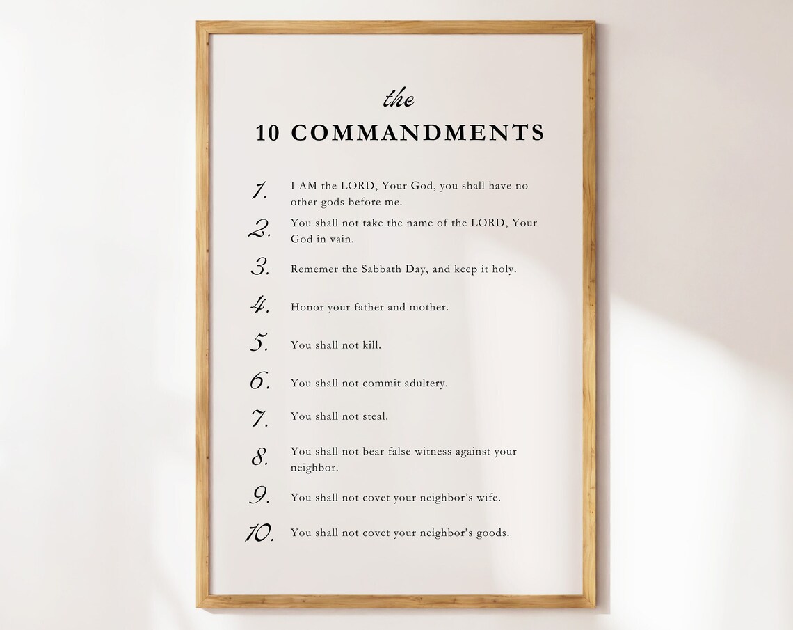 The 10 Commandments Christian Bible Verse Art Print