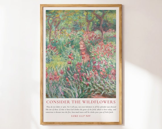 Flower Landscape Watercolor Bible Verse Wall Art For Christian Home Wall Decor For Mothers Day Gift Artwork