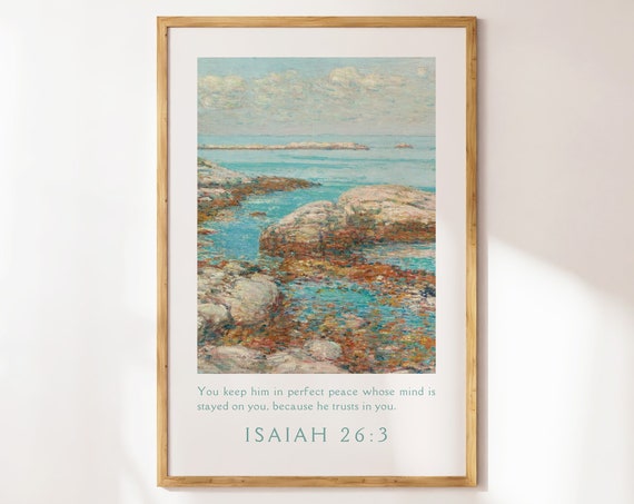 Isaiah 263 Vintage Christian Wall Art Coastal Granddaughter Landscape Mural Bible Verse Wall Art Housewarming Gift