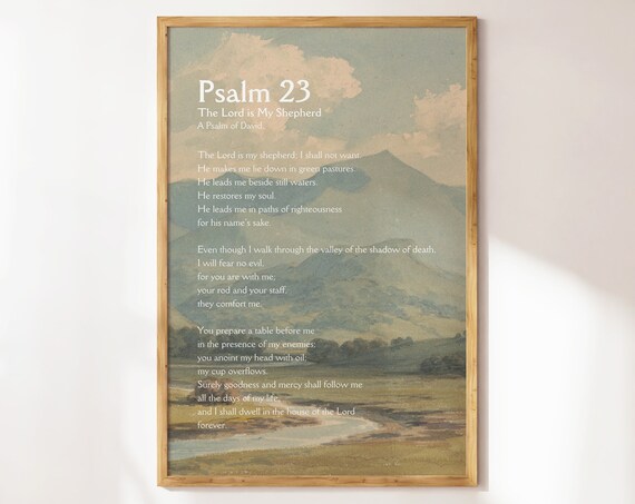 Psalm 23 The Lord Is My Shepherd Vintage Landscape Art Poster