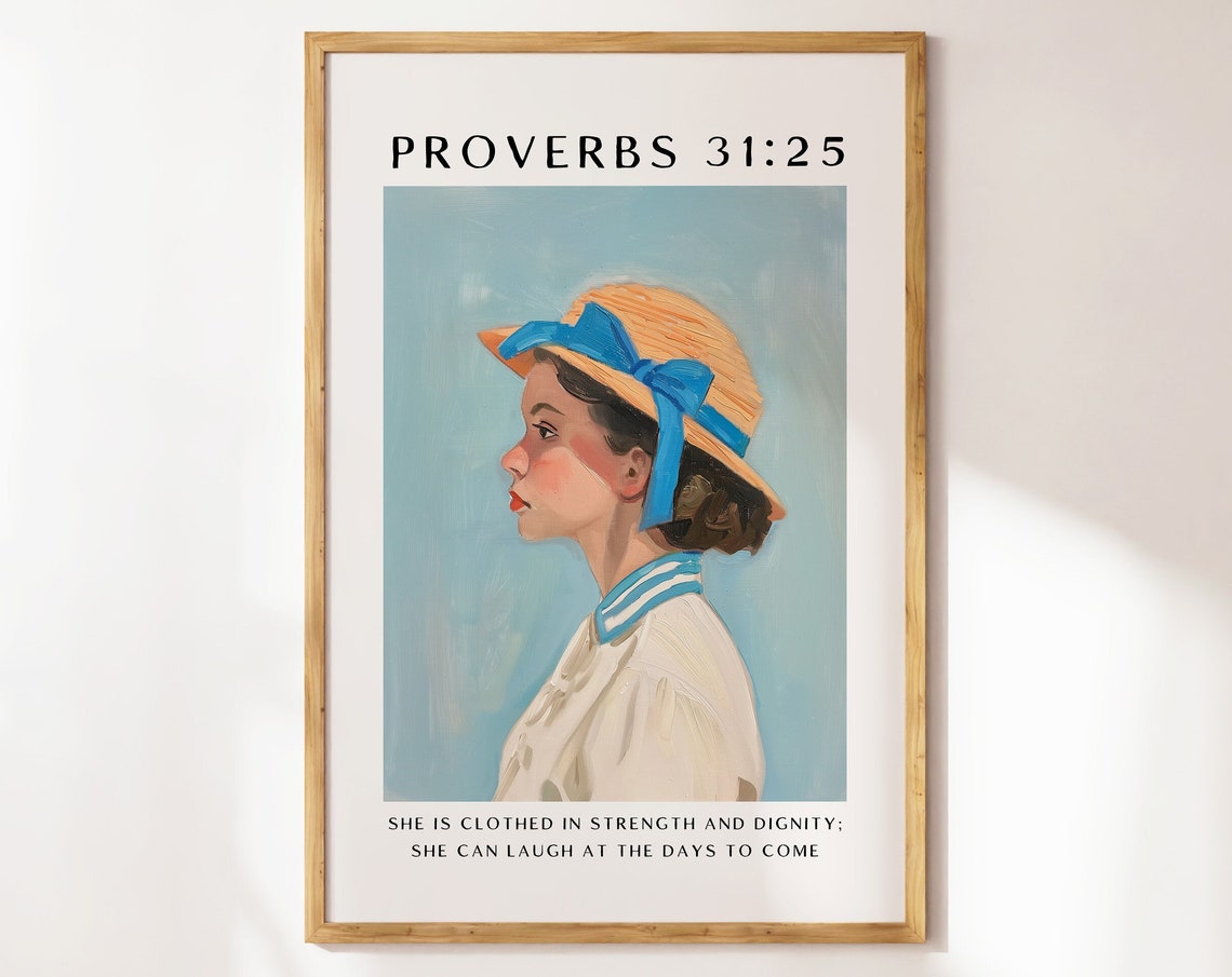 Proverbs 31:25 Clothed in Strength Straw Hat Portrait Poster